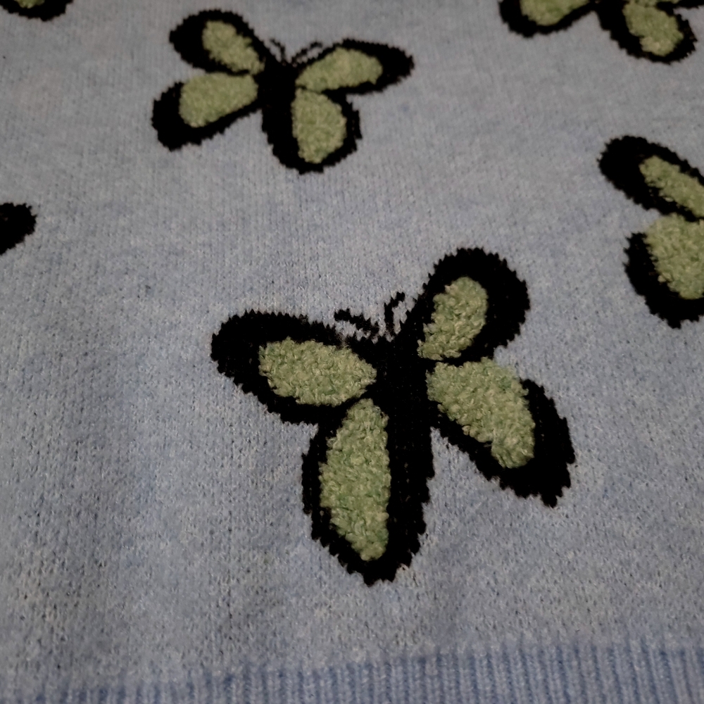 Dreamers Blue and Green Crew Neck Sweater - Picture 2 of 5